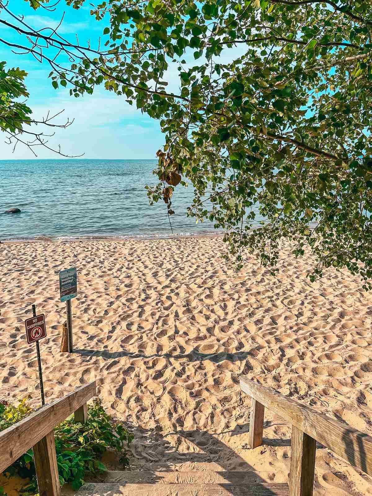 Beach near the Mission Point Lighthouse in Traverse City