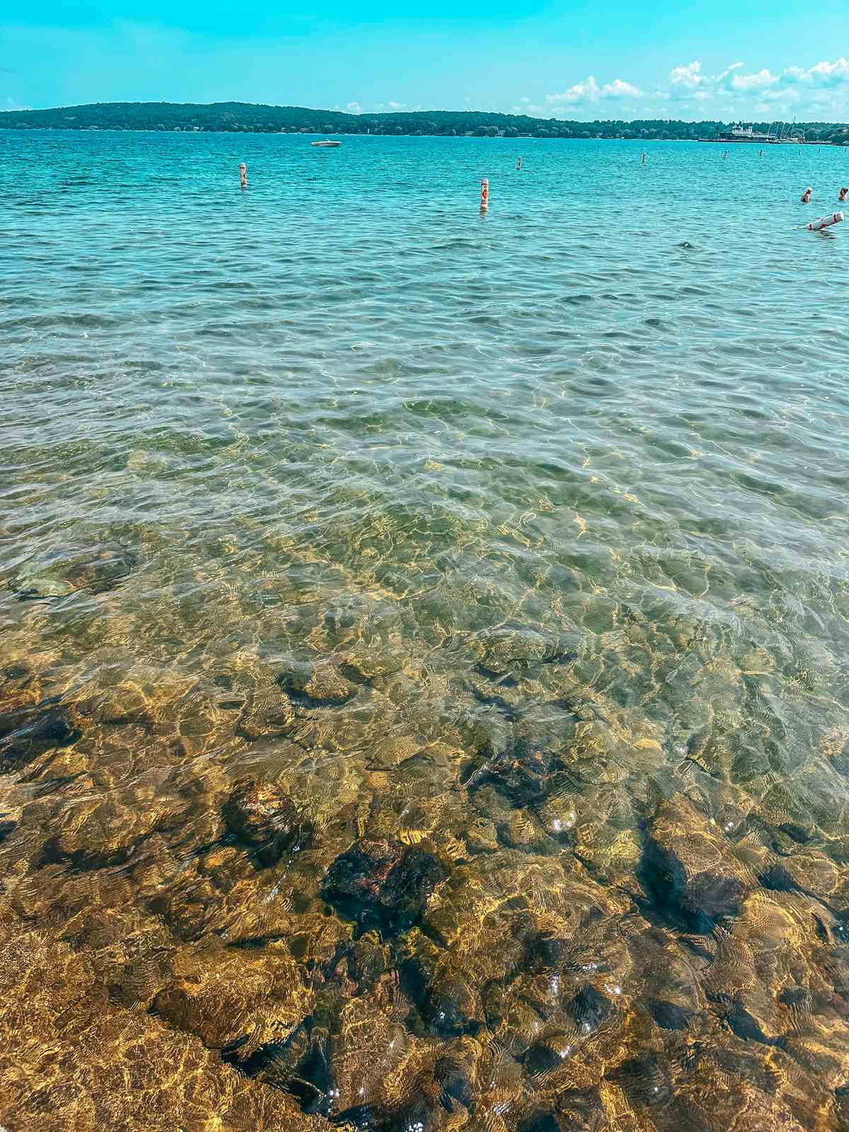 Clear waters at Clinch Park Beach in Traverse City