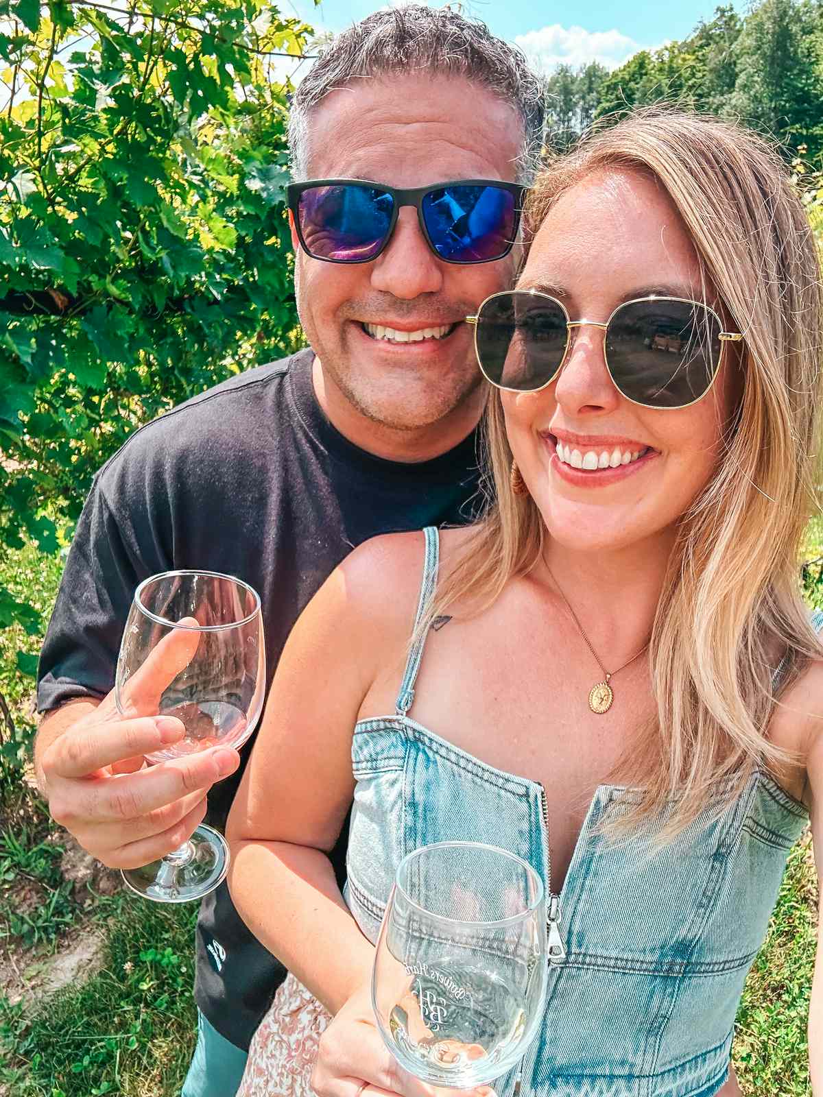 Couple at Bowers Harbor Vineyards in Traverse City Michigan