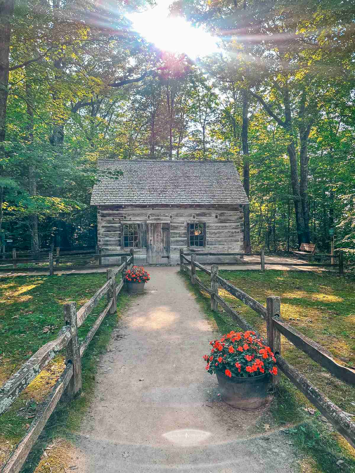 Historic Hessler Log Cabin near the Mission Point Lighthouse near Traverse City