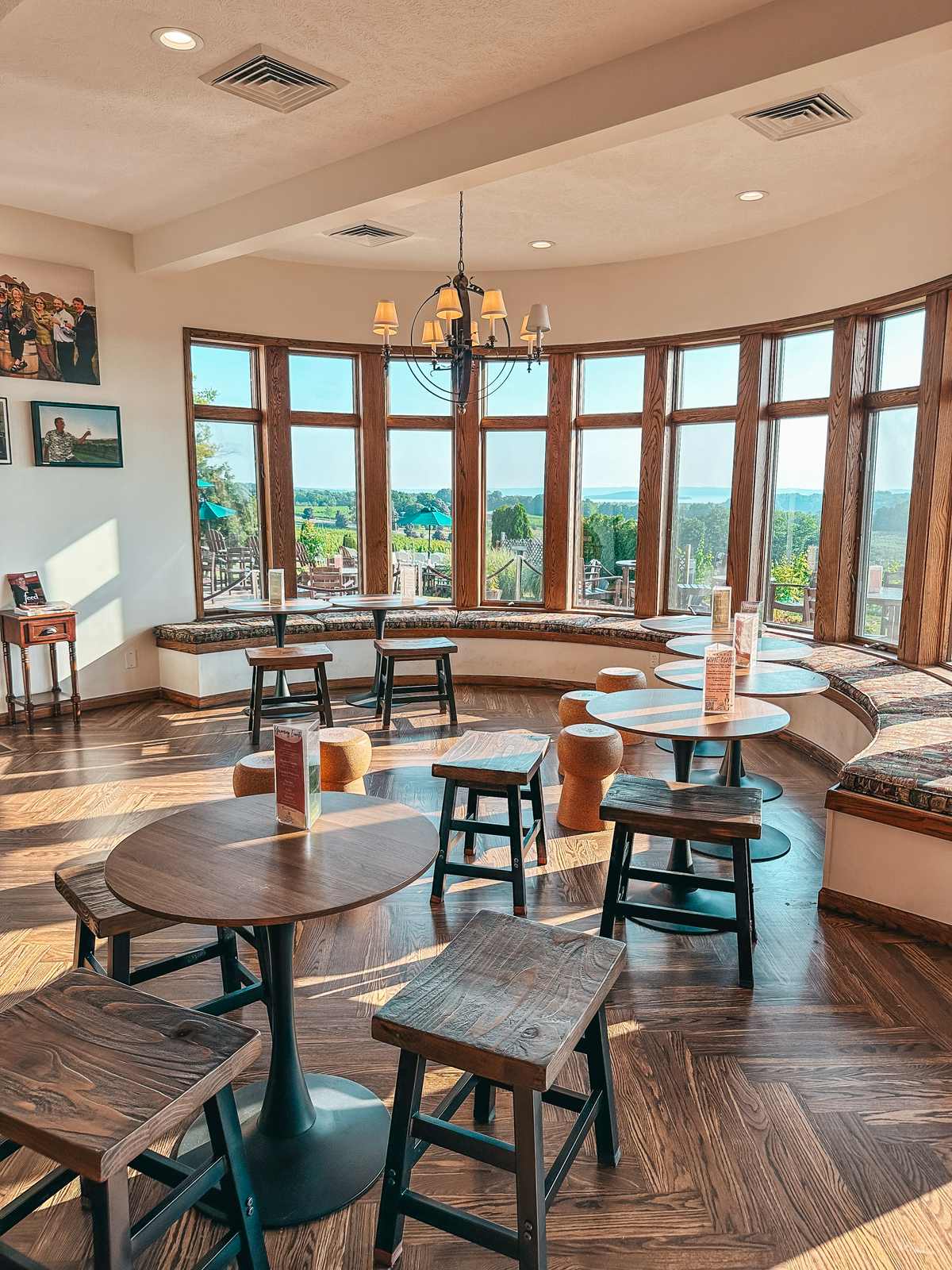 Indoor seating at Chateau Chantal winery in Old Mission Peninsula