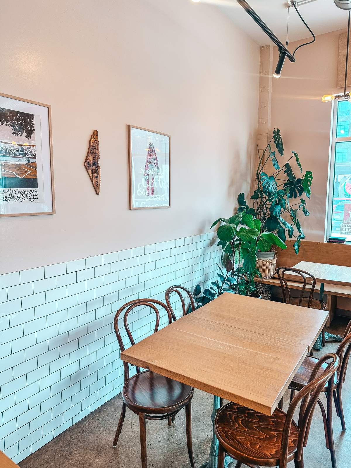 Indoor seating at Hexenbelle coffee shop in Traverse City