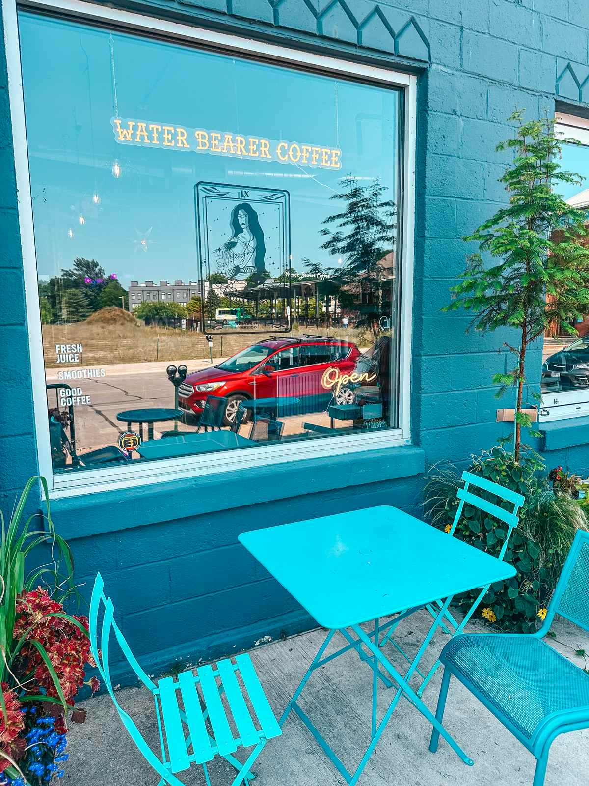 Patio at Water Bearer Coffee in Traverse City