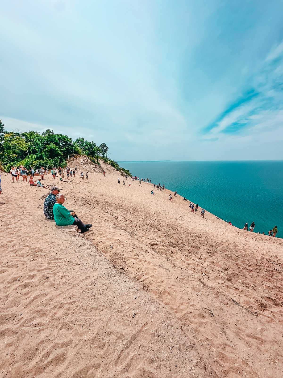 People doing the dune climb at Sleeping Bear Dunes National Lakeshore in Michigan