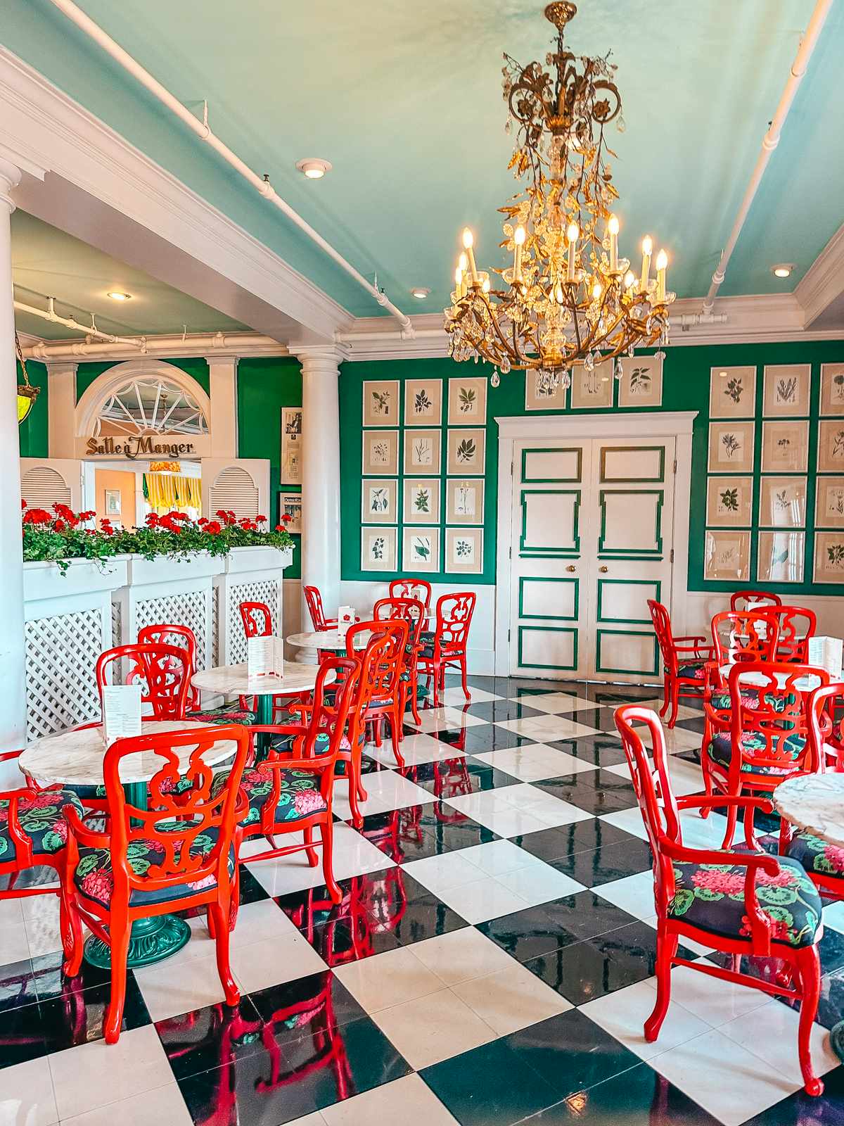 Adorable dining area at the Grand Hotel in Mackinac Island Michigan