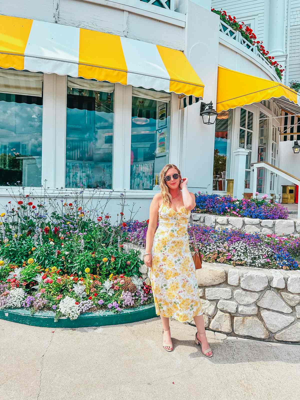 Flowers in bloom at the Grand Hotel on Mackinac Island