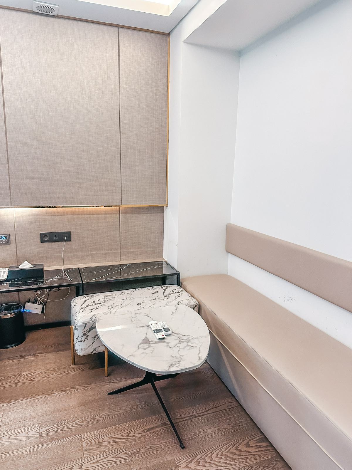 Seating area in hotel room at Amare Hotel Jongno in Seoul