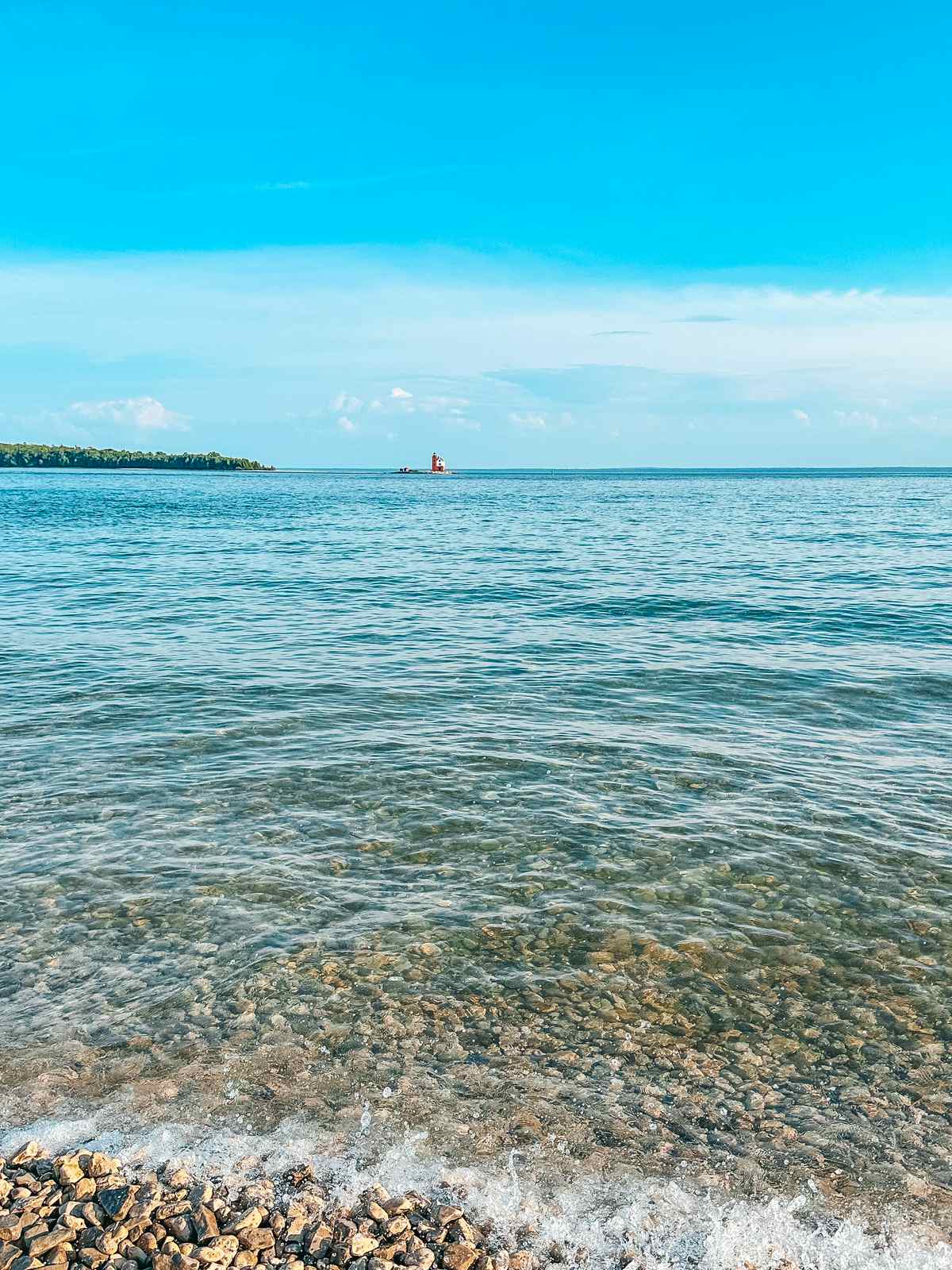 Views of the lake and The Round Lighthouse Mackinac Island