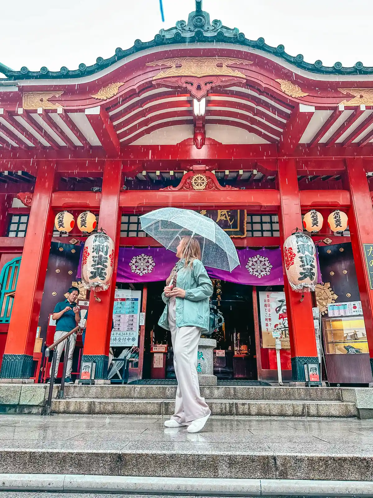 Admiring the Tokudai-ji Temple in the Ameyoko Shopping District in Tokyo