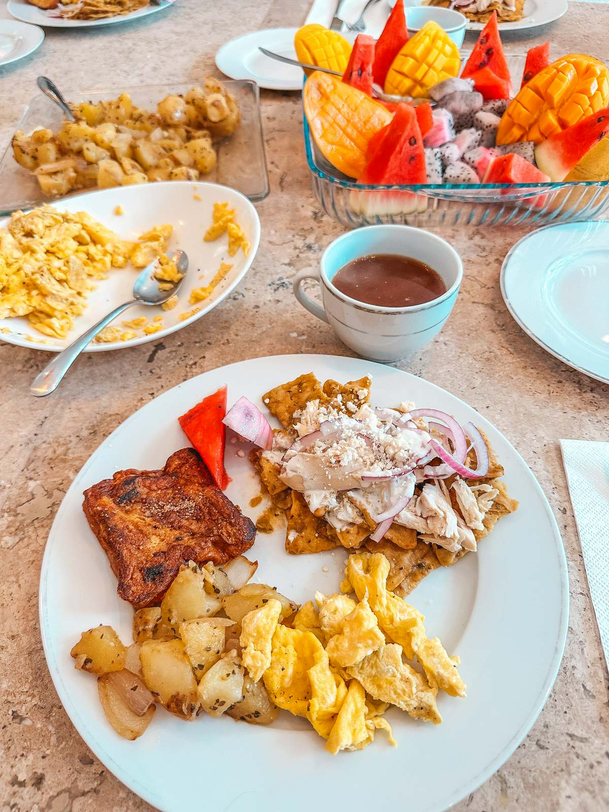 Chef brunch spread at Airbnb in Tulum