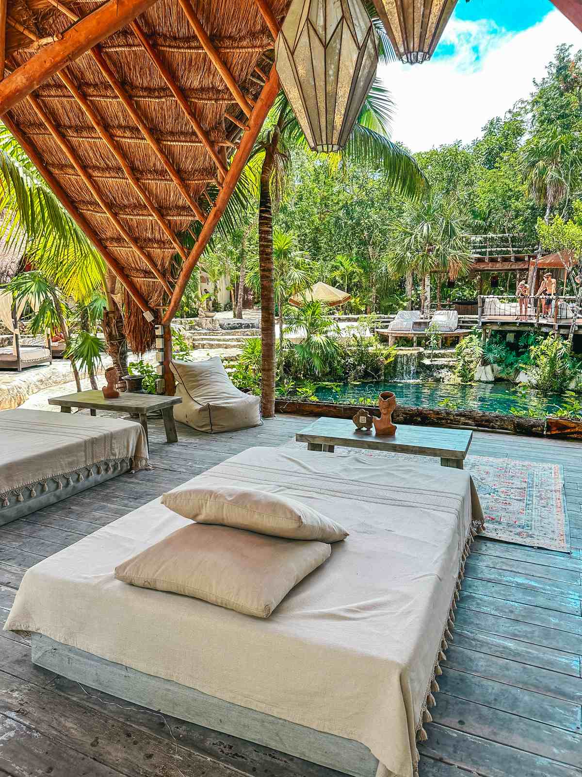 Daybeds at Vesica Tulum Cenote Day Spa