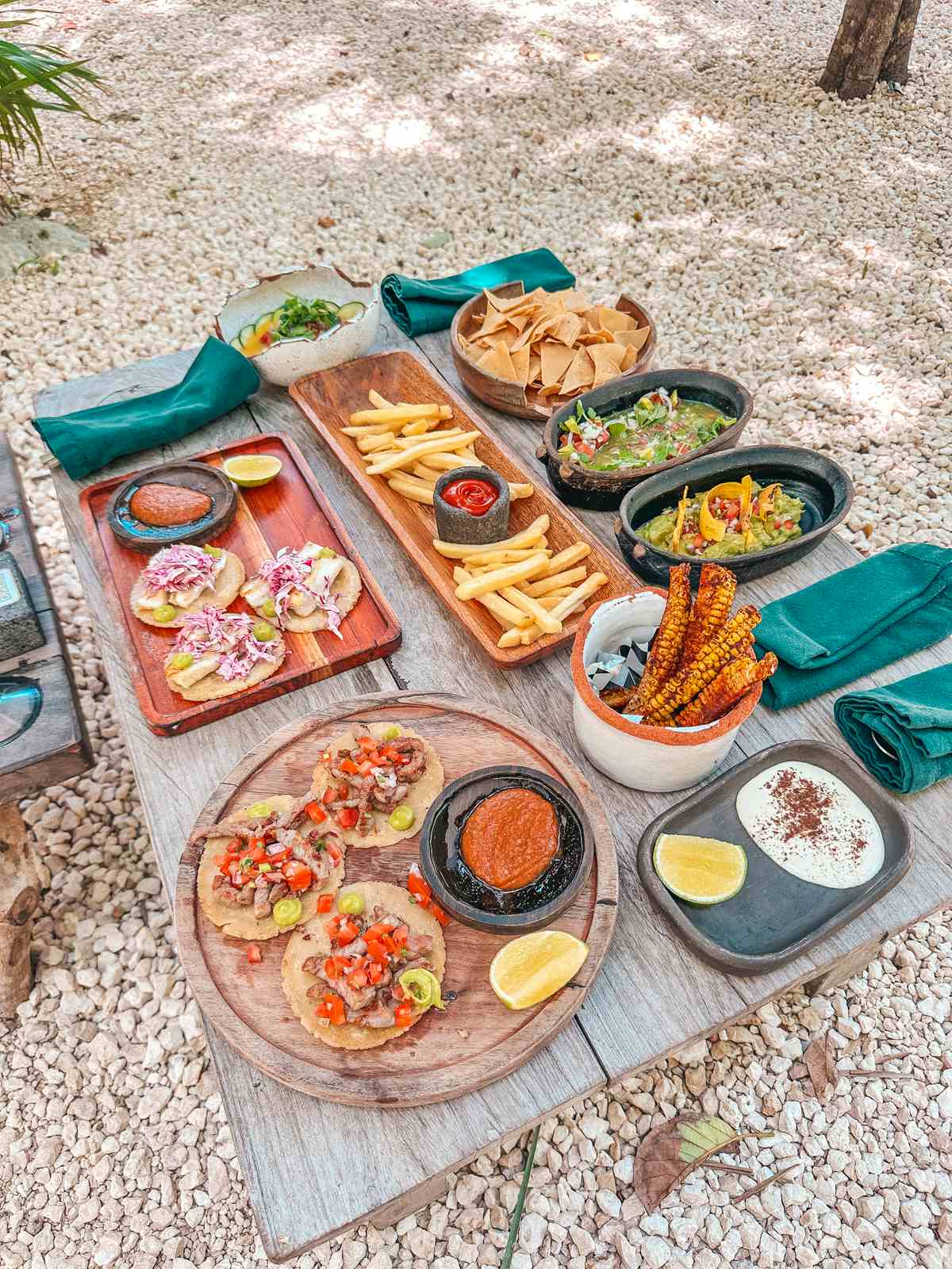 Food spread at Vesica Tulum