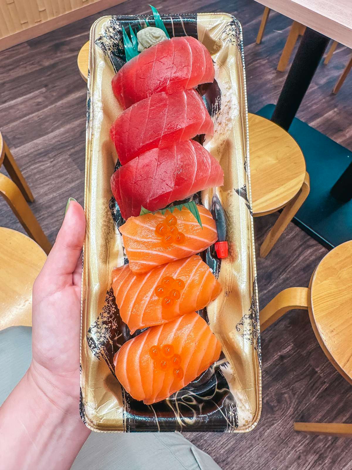 Fresh tuna and salmon at Kuromon Ichiba Market in Osaka