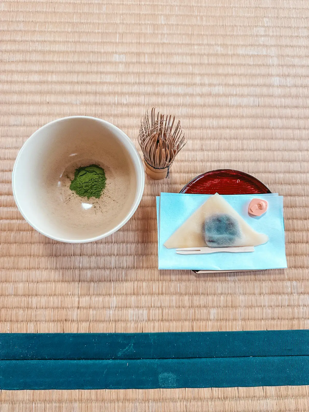 Matcha powder at traditional tea ceremony in Kyoto