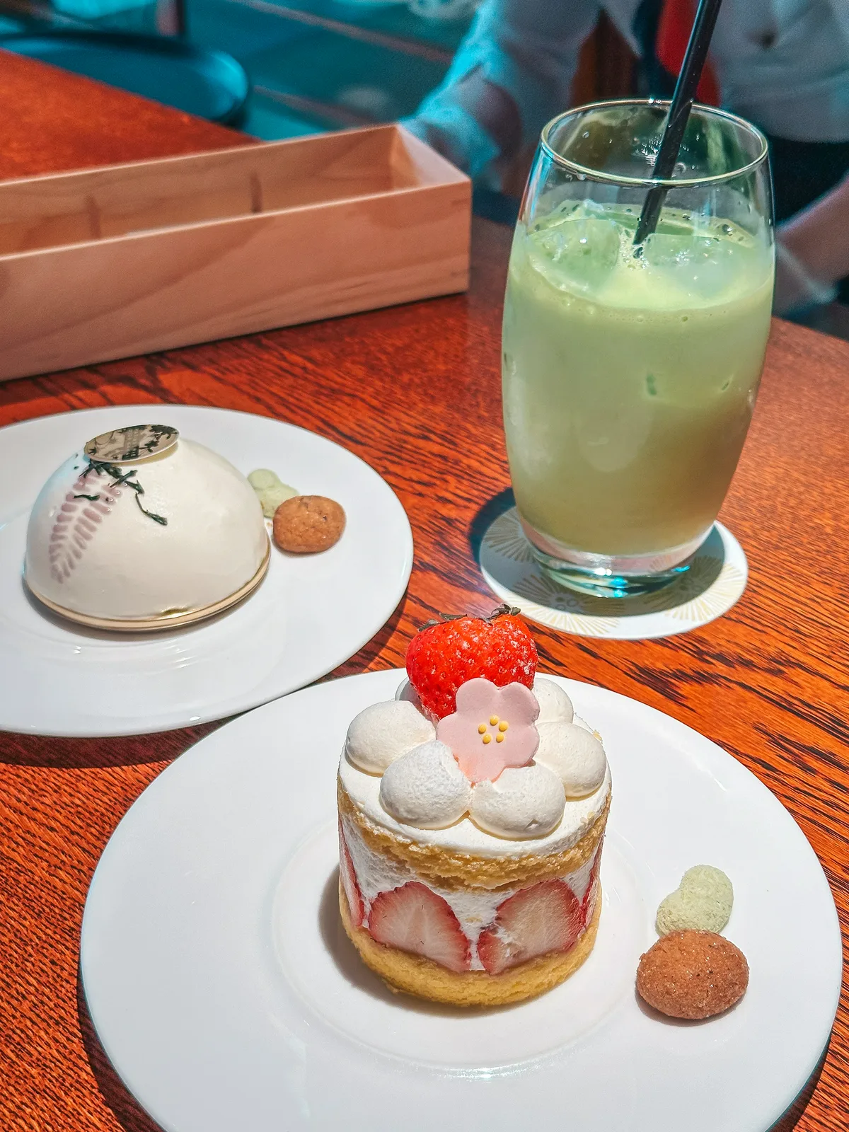 Pastries and matcha from Patisserie Gion Sakai in Kyoto