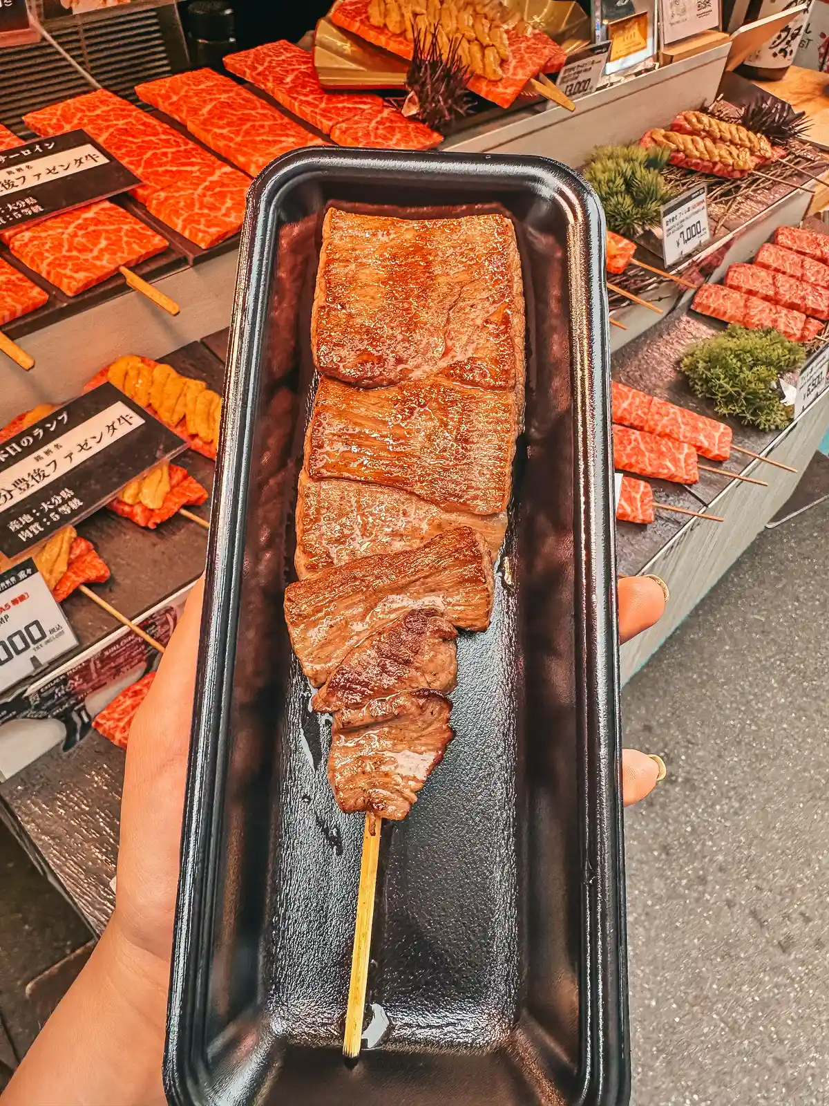 Prepared Wagyu at the Tsukiji Fish Market in Tokyo