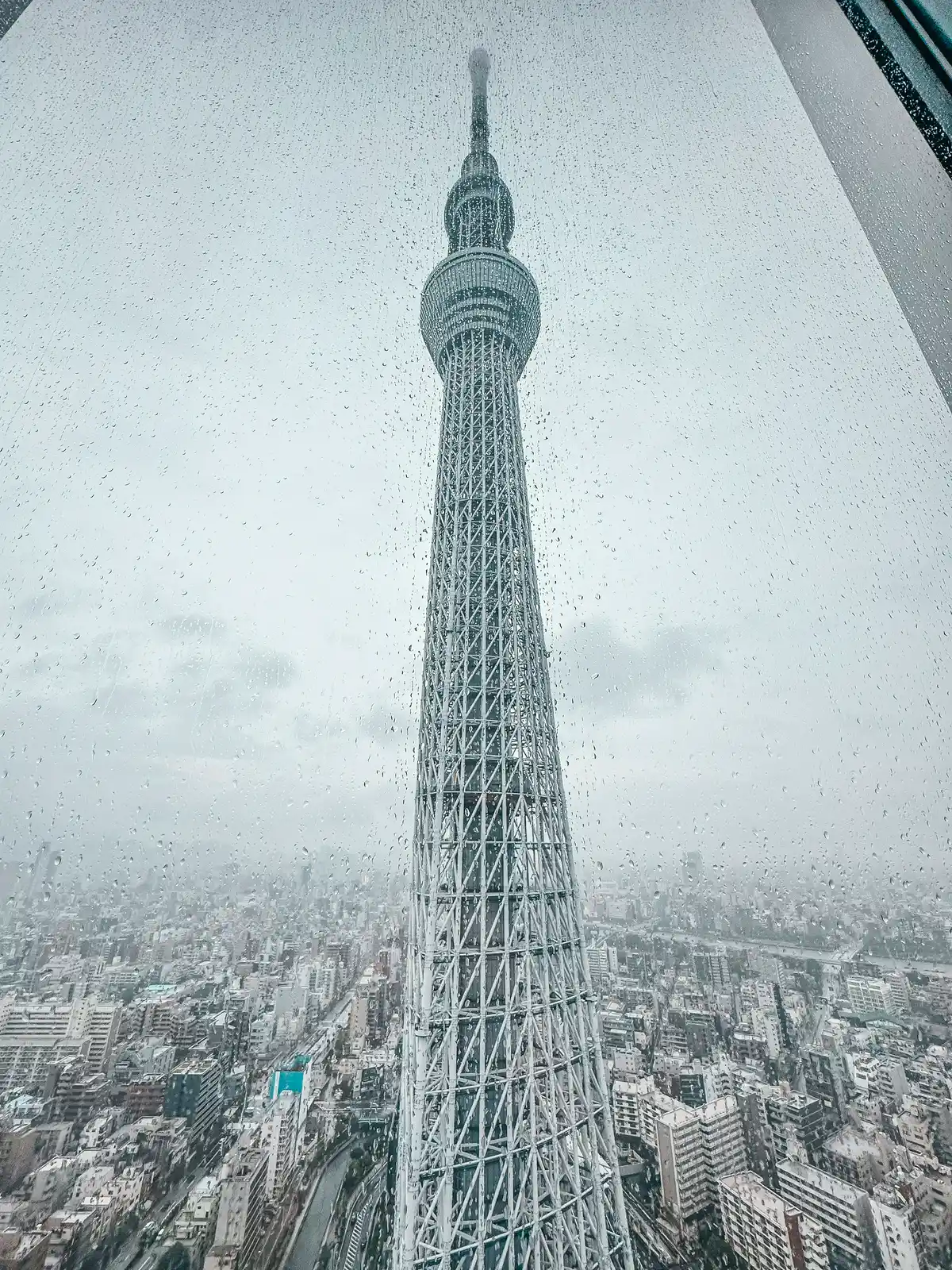 Rainy day in Tokyo views of the Tokyo Skytree