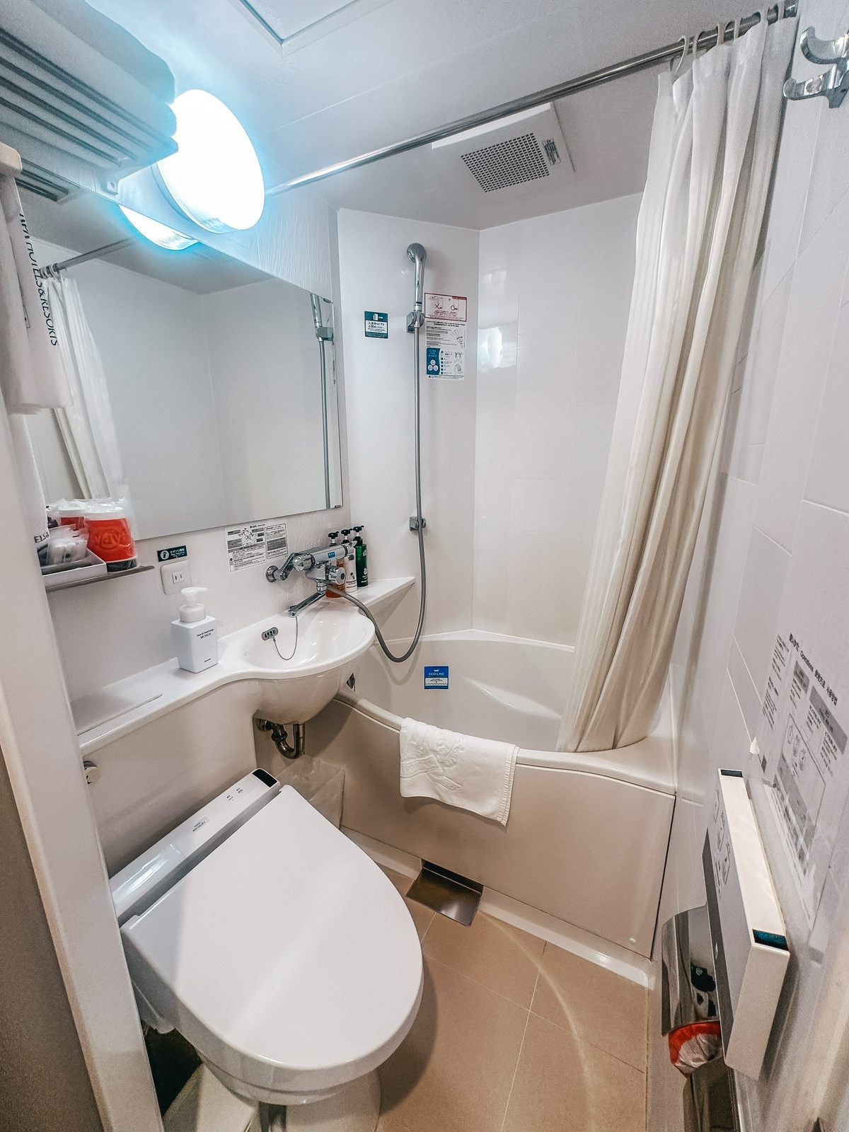 Small hotel bathroom in Tokyo