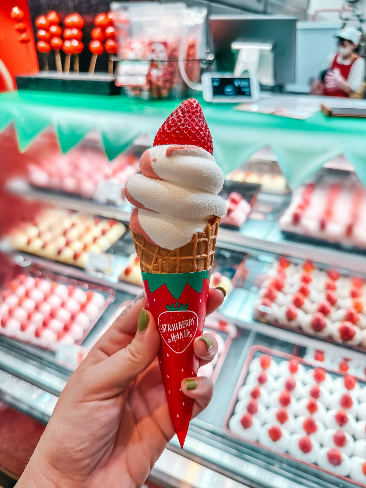 Strawberry twist ice cream in Osaka