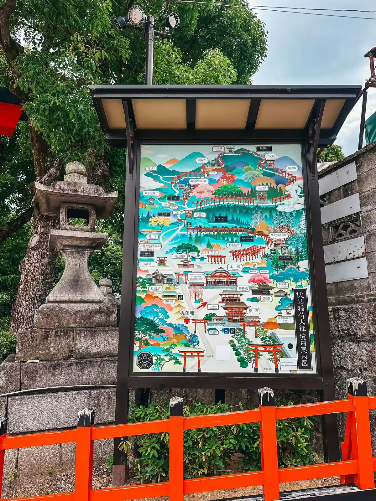 Tori gate map at Fushimi Inari Taisha Shrine in Kyoto