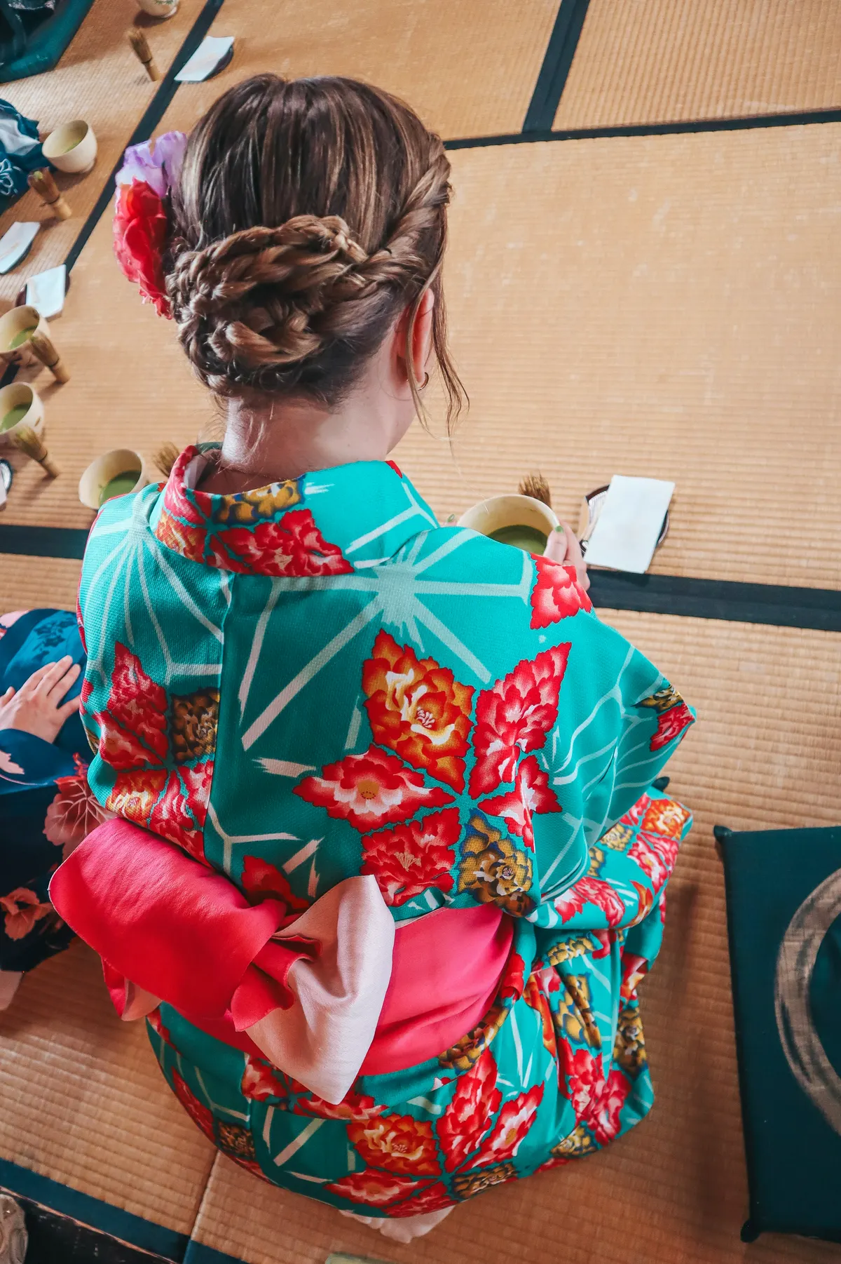 Traditional tea ceremony with kimono in Kyoto Japan