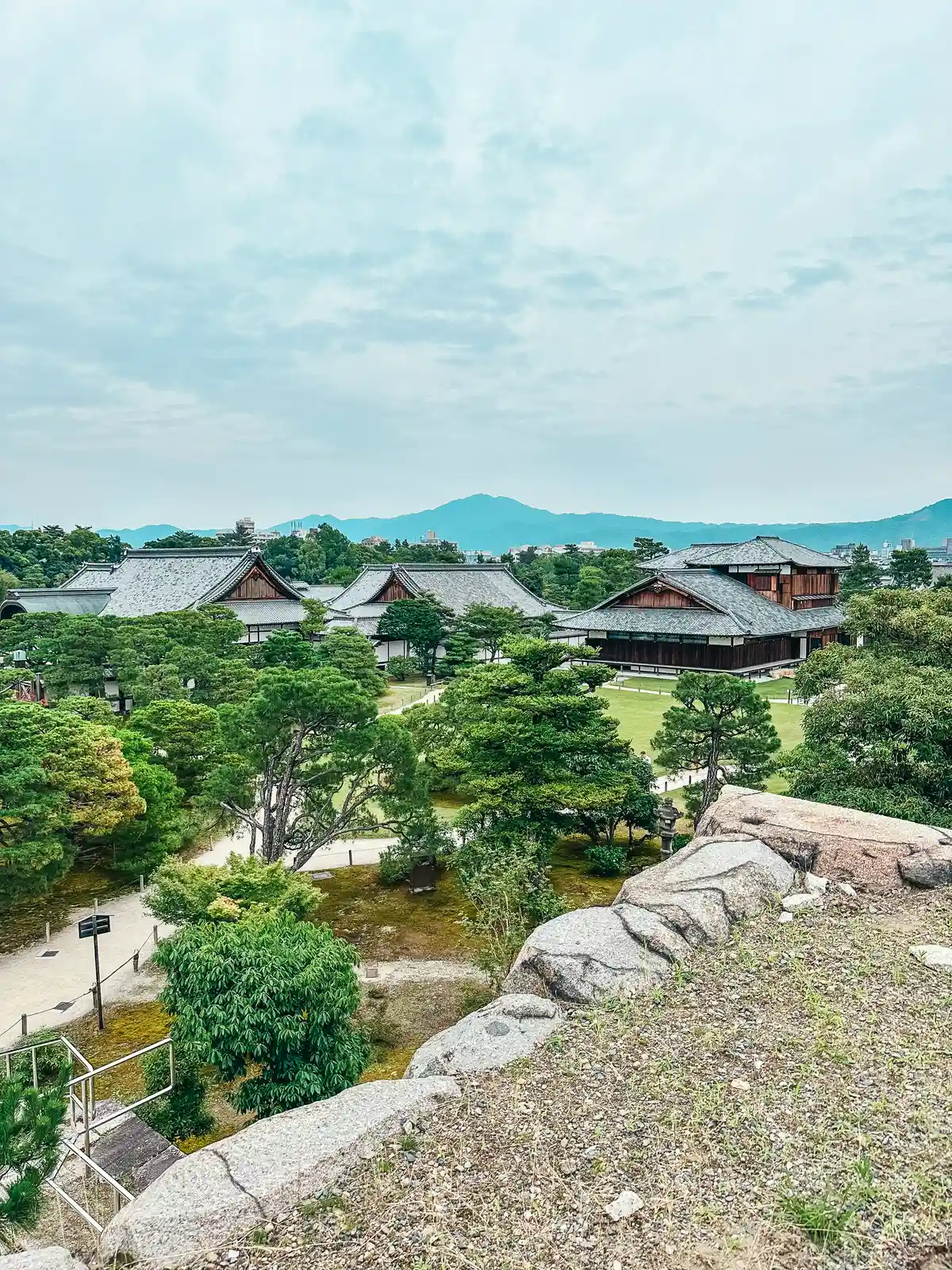 View of the grounds at Entrance to the Nijo Castle UNESCO World Heritage site in Kyoto