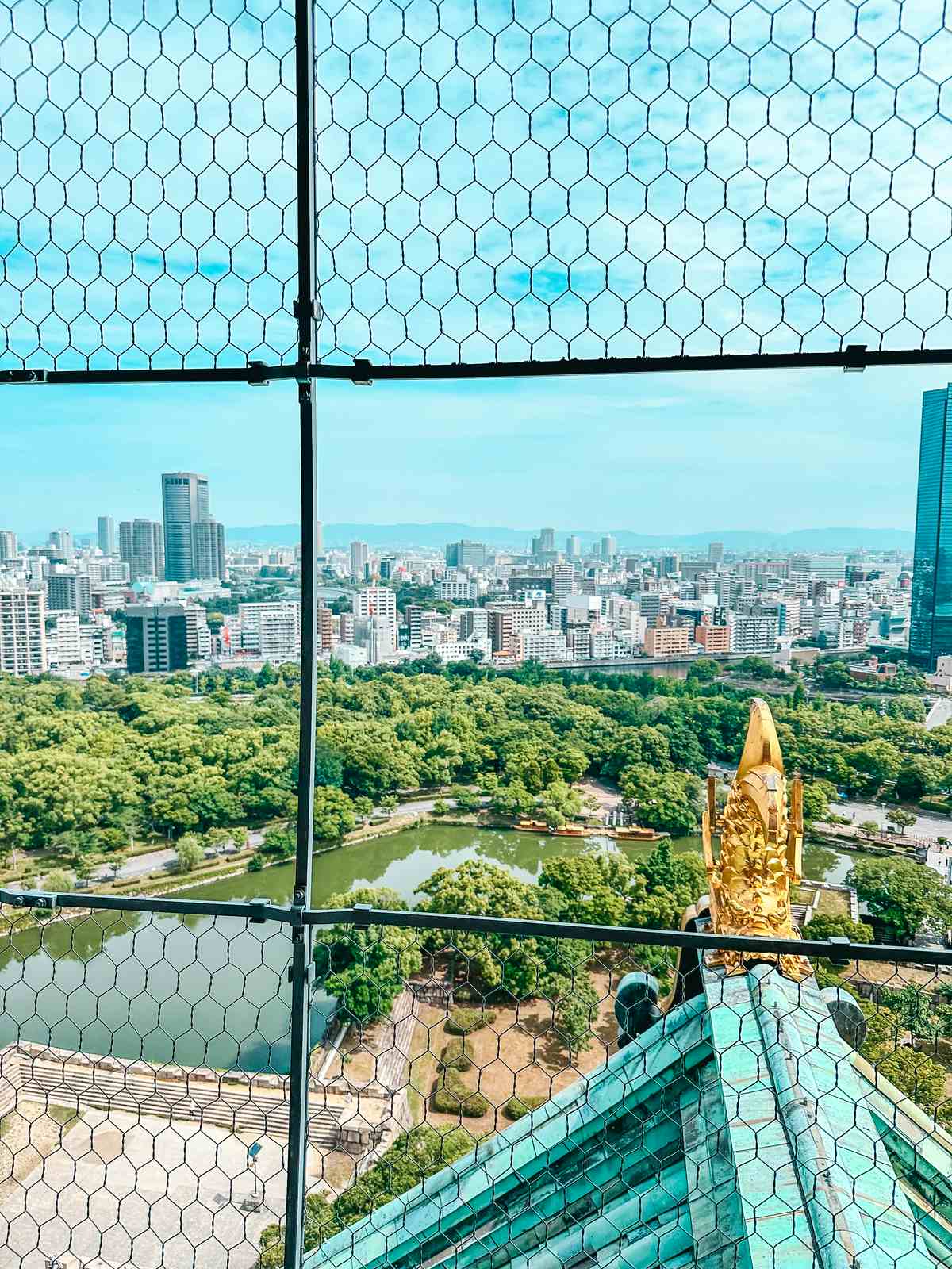 Views from the top of the Osaka Castle in Japan