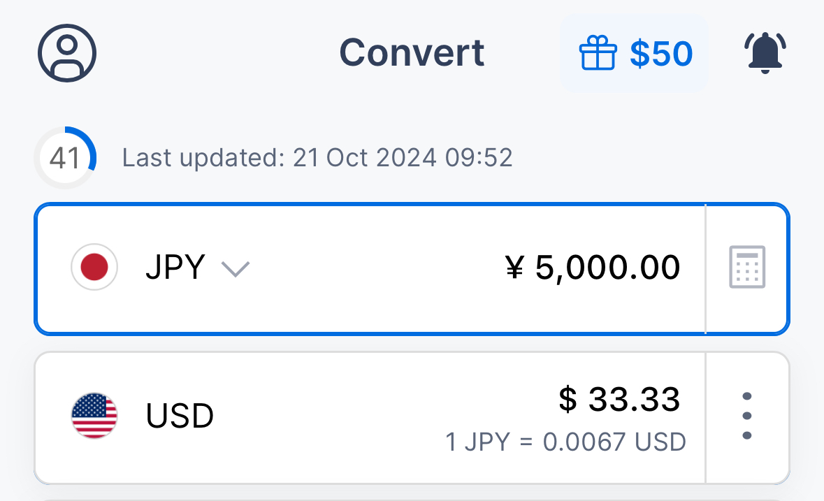 Yen to USD XE Convert App