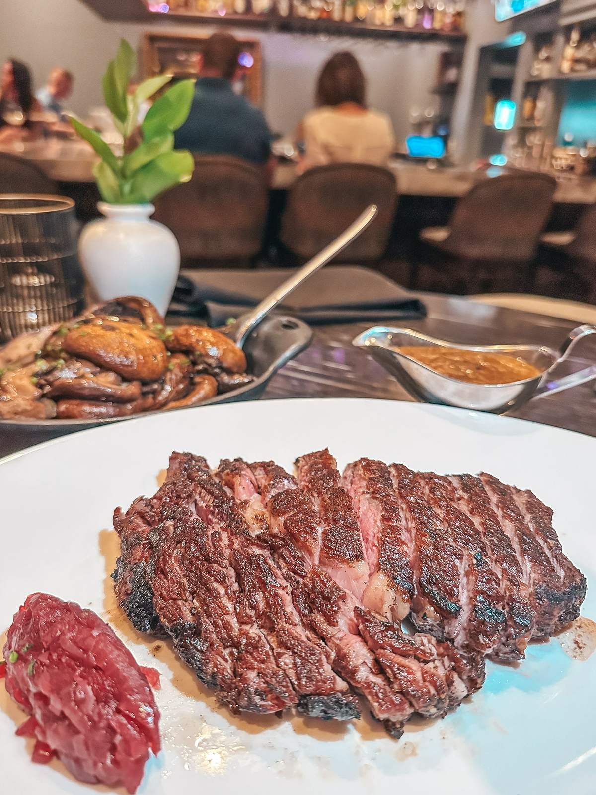 Ribeye steak and mushrooms from Rococo Steak restaurant in downtown St Pete